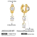 Pendientes colgantes de acero inoxidable chapados en oro de 18k con circonitas, lujo - Oro Circonia Blanca (JDE0101339-WT)
