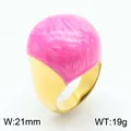 Vintage candy style stainless steel ring featuring a pink marbled enamel ball design - Gold Pink
