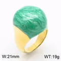 Chunky gold plated stainless steel ring featuring a vibrant green marble enamel dome - Size 7 / Gold Green