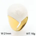 Elegant vintage white glazed stainless steel ball ring with 21mm width and 16g weight - Gold White