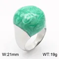Vintage candy style stainless steel ring with green enameled ball detail, size 21mm - Steel Green