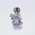 High-quality titanium alloy internally threaded labret stud with a purple star-shaped zircon - Pentagram Cartilage Stud (A545-2) / 1.2*8mm Internally Threaded Post / Purple