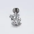 Professional titanium internally threaded stud earring featuring a zircon star cluster - Pentagram Cartilage Stud (A545-3) / 1.2*8mm Internally Threaded Post / White