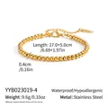 Detail view of 4mm gold beaded stainless steel bracelet with sizing measurements - 4mm Round Bead Style (YYB023019-4)
