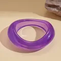 Modern purple translucent resin bangle with sparkling glitter and irregular geometric design - Glitter Transparent Style (88#) / Purple