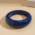 Minimalist navy blue resin chunky bangle bracelet with a smooth geometric design - Irregular Style (89#) / Dark Blue