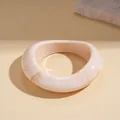 Minimalist peach resin marbled irregular geometric chunky bangle bracelet for women - Beige