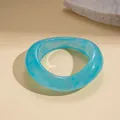 Blue marble resin bangle with irregular geometric design for a modern minimalist look - Irregular Style (91#) / Sky Blue