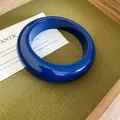 Elegant glossy deep blue resin geometric bangle bracelet with thick irregular design - Irregular Glossy Style (94#) / Blue
