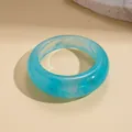 Minimalist blue marble patterned resin bangle bracelet for women, SKU variant close-up - Gradient Marble Pattern Style (96#) / Sky Blue
