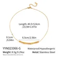 Detail of 18K gold plated stainless steel necklace with wave bar pendant and dimensions - Gold (YYN023366-G)