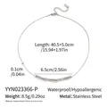 Detailed size chart for stainless steel curved bar necklace with snake chain measurements - Silver (YYN023366-P)