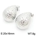 Boucles d'oreilles larmes argentées avec texture martelée et placage 18 carats - Clous d'Oreilles Cœur Martelé Argent (KE113898-KFC) / 20x16mm / Argent