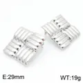 Élégantes boucles d'oreilles carrées texturées en acier inoxydable argenté, 29mm - Clous d'Oreilles Carré Nervuré Argent (KE114129-KFC)