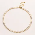 Collier tennis plaqué or avec pierres de zircone rondes et chaîne de réglage réglable - Collier / Doré