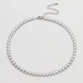 Collier tennis en cuivre plaqué argent avec zircons AAA ronds et fermoir mousqueton - Collier / Argenté