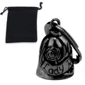 Vintage silver Lady Rider guardian bell with rose engraving and black velvet pouch - Black Style
