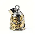 Lady Rider bell pendant with rose details in silver and gold stainless steel finish - Two-tone Gold with Melon Seed Buckle