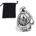 Silver stainless steel Lady Rider rose bell pendant with black velvet pouch - Steel Color Style 3