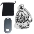Silver Lady Rider rose steel bell pendant with black velvet pouch and hardware - Steel Color Style 2