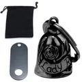 Silver stainless steel Lady R rose bell pendant with metal tag and black velvet pouch - Black Style 2