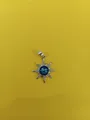 Octagon star pendant with deep blue opal center and zircon inlay on yellow backdrop - Silver Star Sapphire Pendant (Silver + Blue T004)