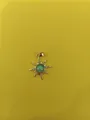 Radiant sunburst star pendant in gold plating with central green gemstone and zircons - Golden Starburst Emerald Pendant (Gold+Green T004)