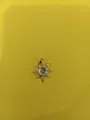 Golden sunburst pendant necklace with central cubic zirconia and micro-pave detailing - Gold + White T004