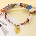 Collana choker in seta stampata retrò bohémien con pendente a conchiglia dorata - Geometrico Colorato