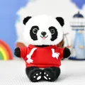 Adorable panda plush toy wearing a red hoodie, soft animal doll gift for kids - Bead Chain Pendant / 15cm Height / Red Hoodie