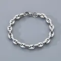 Bracelet minimaliste en acier inoxydable argenté avec maillons grains de café - Couleur Acier (KB186168-Z)