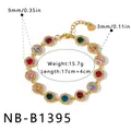 Detalle de pulsera de acero inoxidable dorada con piedras preciosas de colores y strass - Pulsera de Strass Multicolor Incrustado (NB-B1395) / Dorado con Multicolor