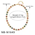 Vista detallada del collar de acero inoxidable con circonitas de colores, 40 cm, 37,6 g. - Collar de Strass Multicolor Incrustado (NB-N1649)