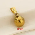 Colgante de bola de espejo dorada de 8 mm en acero titanio para diseños de joyería DIY - Bola Sólida (KP120430-Z) / 8mm / Dorado