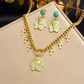 Vintage gold Egyptian jewelry set with King Tutankhamun pendant and Ankh cross symbols. - N4288 E6298