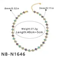 Vista dettagliata di una collana di fiori di strass blu con misure precise di 40 cm - Collana Fiore (NB-N1646) / Oro 18K / Tono Oro Con Strass Blu