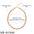 Elegante collana in acciaio inossidabile dorato con fiori di strass rosa per donne - Collana Fiore (NB-N1644) / Oro 18K / Oro con strass rosa