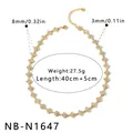 Collana a fiori di trifoglio in acciaio inossidabile dorato con strass e catena regolabile - Collana Fiore (NB-N1647) / Oro 18K / Oro Con Strass Bianco
