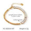 Visual representation of the 16cm length and 6.2g weight for this gold bracelet - Bead Step Cut White