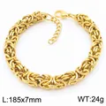 Bracelet chaîne byzantine en acier inoxydable plaqué or 18 carats pour hommes et femmes - Style de Tissage Byzantin Fin (KB188693-Z)