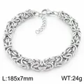 Bracelet gourmette byzantine en acier inoxydable argenté pour hommes et femmes, 185x7mm - Style de Tissage Byzantin Fin (KB188694-Z)