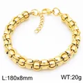 Bracelet chaîne byzantine en acier inoxydable plaqué or 18K, largeur 8mm, poids 20g - Grand Style de Tissage Byzantin (KB188695-Z)