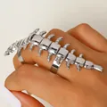 Detailed view of silver centipede ring with multi-joint design and punk aesthetic - Centipede Ring (A-158) / Silver