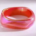 Unregelmäßiger dicker Harz-Armreif mit Aurora-Orange-Rosa-Verlauf und Glitzer-Finish - Dicker Aurora-Stil (18)