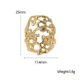 Anello geometrico traforato placcato oro 18K con pietre di zircone trasparente - Regolabile / Stile Forma Organica Irregolare (JR447-G7)