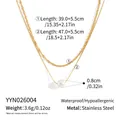 Dimensions détaillées du collier double rang plaqué or 18K avec pendentif perle 8mm - Style Pendentif Perle Double Rang (YYN026004)