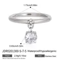 Gedetailleerde specificatieweergave van roestvrijstalen ring met ronde zirkonia hanger - Ronde Hanger (JDR0201300-S-7-5)