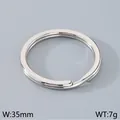 35mm silver stainless steel flat split key ring for DIY jewelry keychain accessories - Steel Style (KLJ8467-Z) / 35mm / Steel