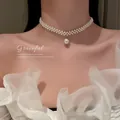 7# Choker in Perle Bianco a Tre Strati