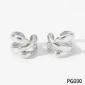 Minimalist 316 stainless steel geometric multi-layer ear cuff with polished silver finish - Geometric Twisted Style (PG030) / Silver